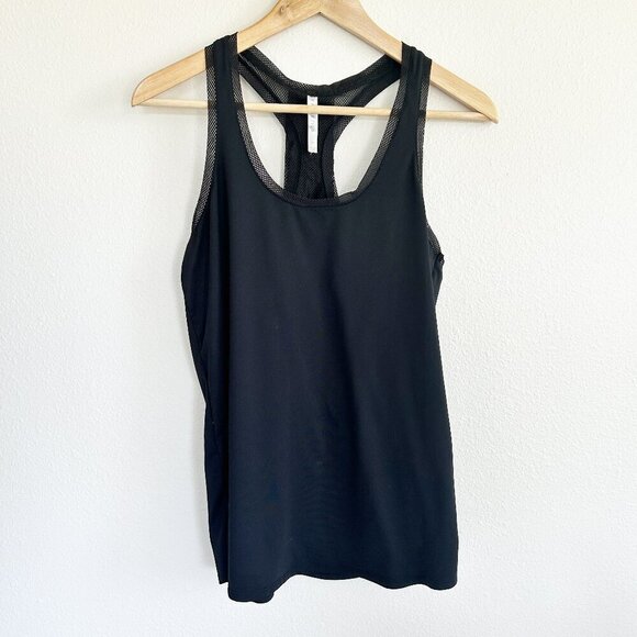 Fabletics Tops - Fabletics Racerback Tank Top Womens M Black Athletic Mesh Detail Active Gym